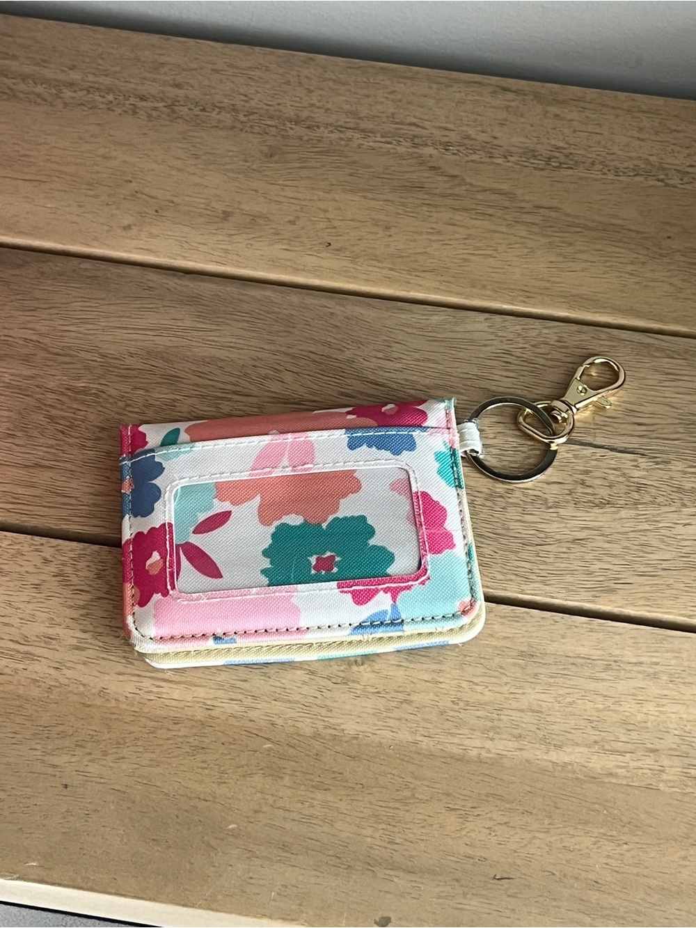 MARY SQUARE Mini Floral Cardholder Keychain ID Wallet Multicolour 4" x 3 1/4"
